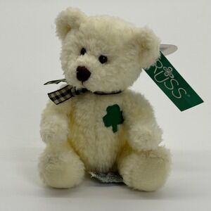 Russ Berrie Murphy St Patricks Day Teddy Bear Cream Shamrock Plaid Bow 322